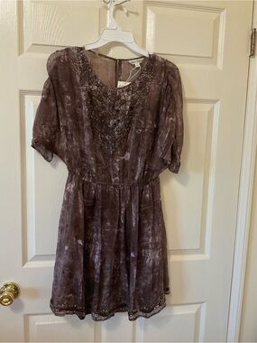 Embellished Mauve Short Sleeve Dress- NEW